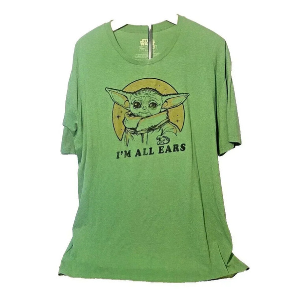 Star Wars "I'm All Ears" Graphic T Shirt Adult Size 2x Short Sleeve Green - Picture 1 of 4